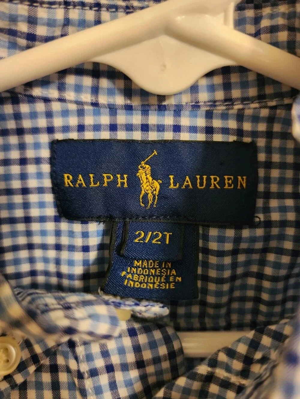 Ralph Lauren Boys 2T Blue Plaid Long Sleeve Button Down